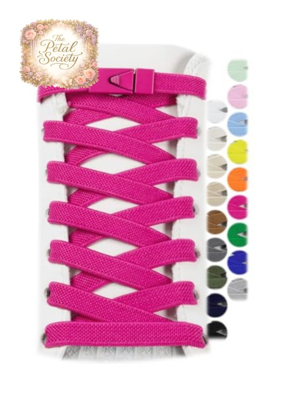 2 Pairs Elastic No Tie Shoelaces for Sneakers Adults Polyester Metal Buckles